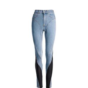 The Mugler H&M Spiral Panel Jeans Light Denim Blue Black
